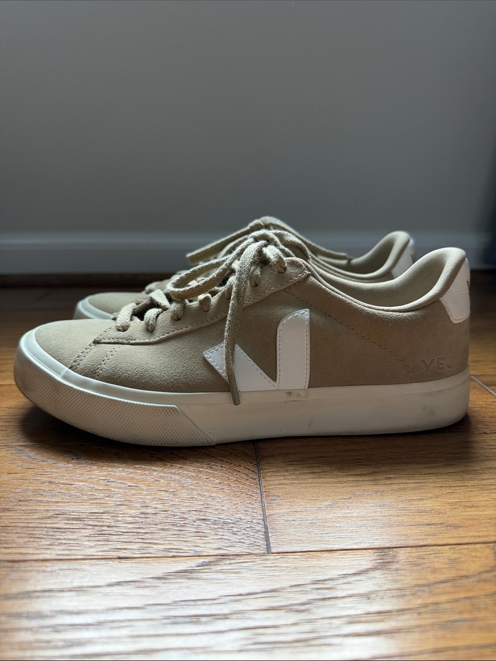 Veja Low-Top Sneakers in Beige with White V